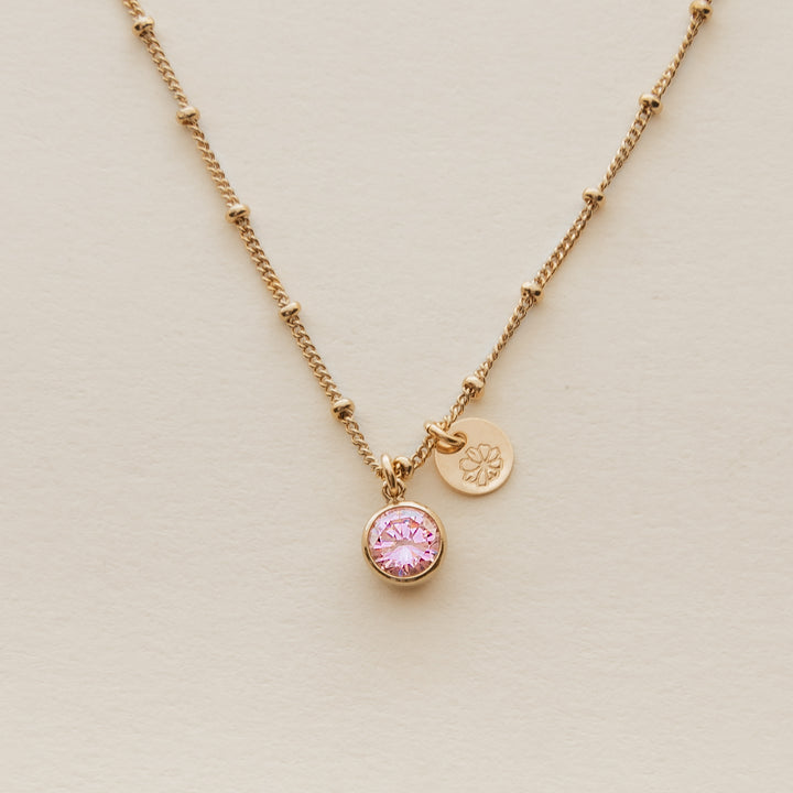 Birth Stone and Flower Necklace