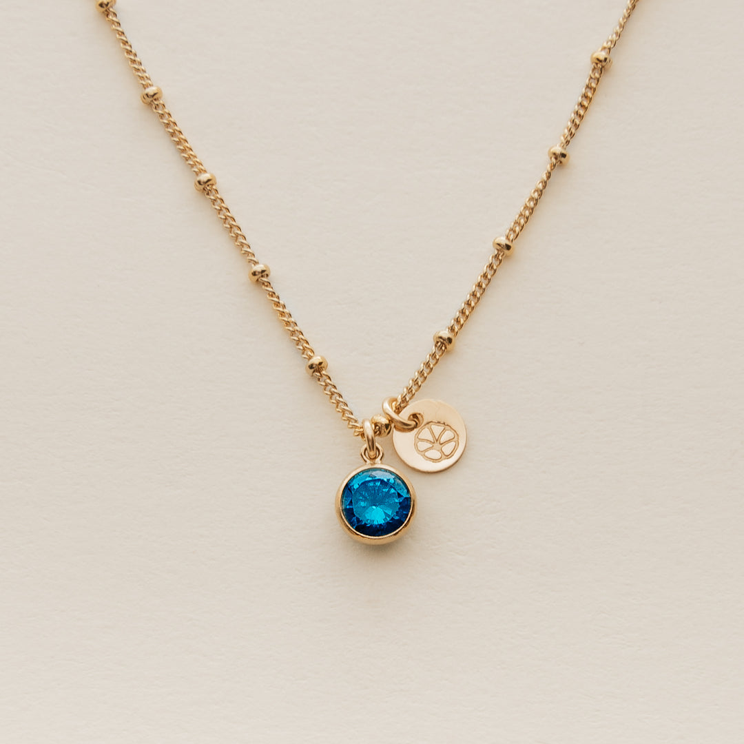 Birth Stone and Flower Necklace