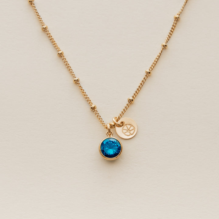 Birth Stone and Flower Necklace