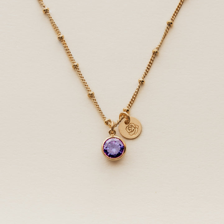 Birth Stone and Flower Necklace