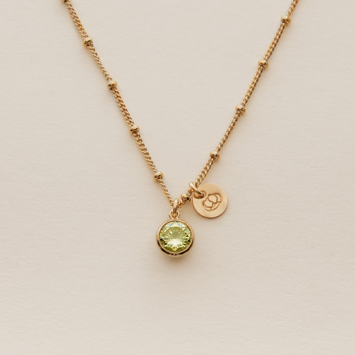 Birth Stone and Flower Necklace