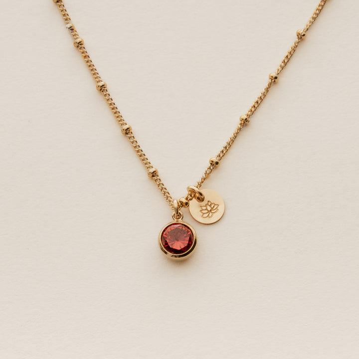 Birth Stone and Flower Necklace