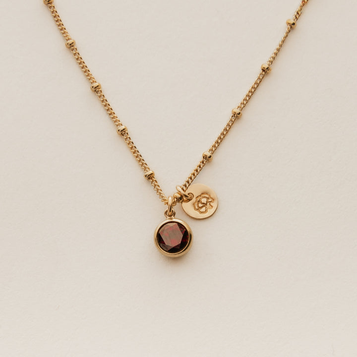 Birth Stone and Flower Necklace