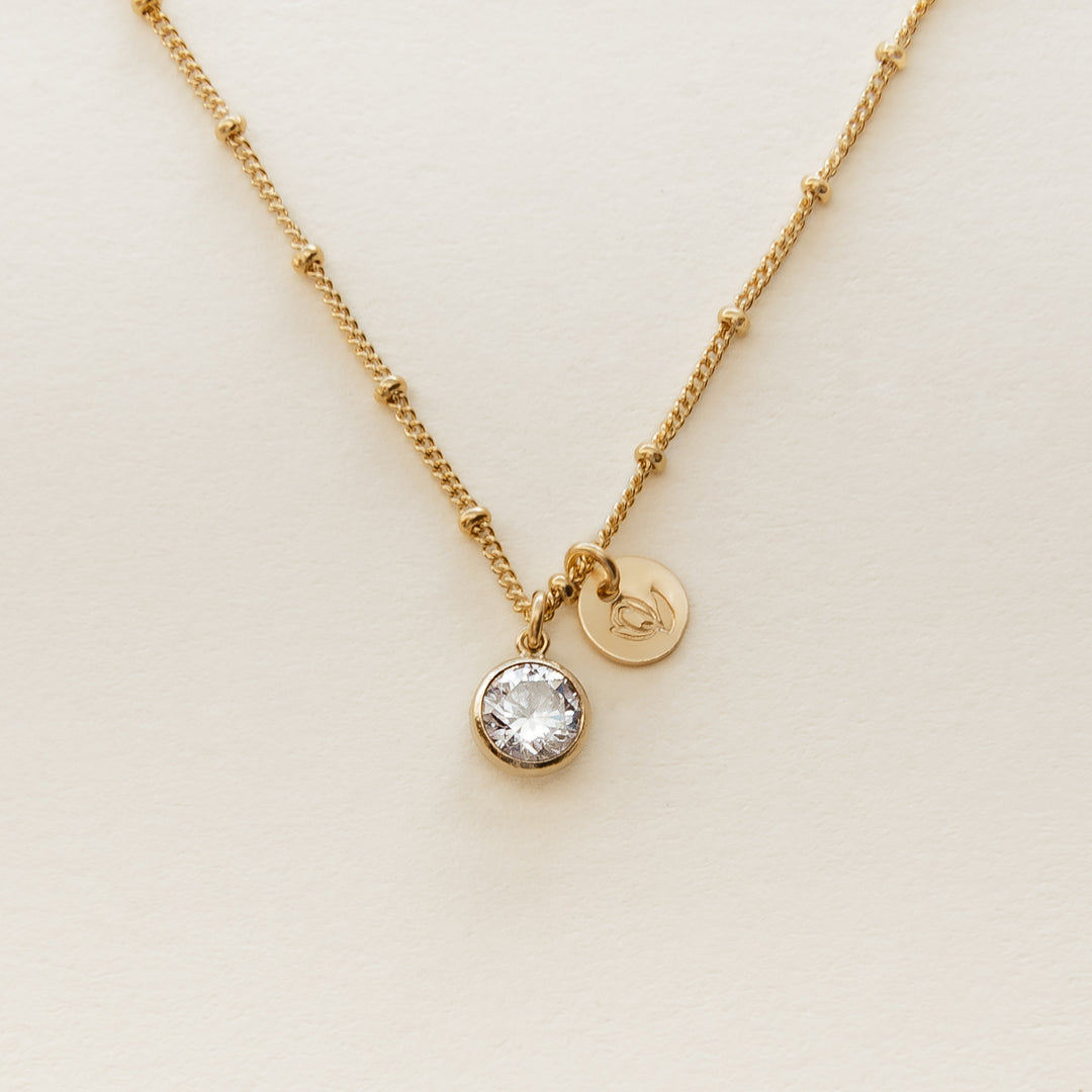 Birth Stone and Flower Necklace