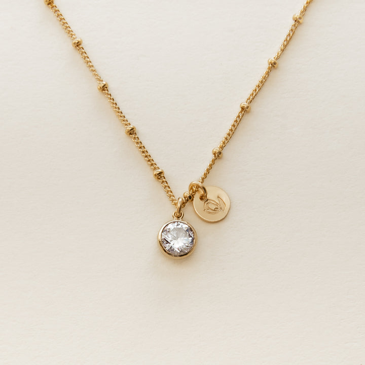 Birth Stone and Flower Necklace