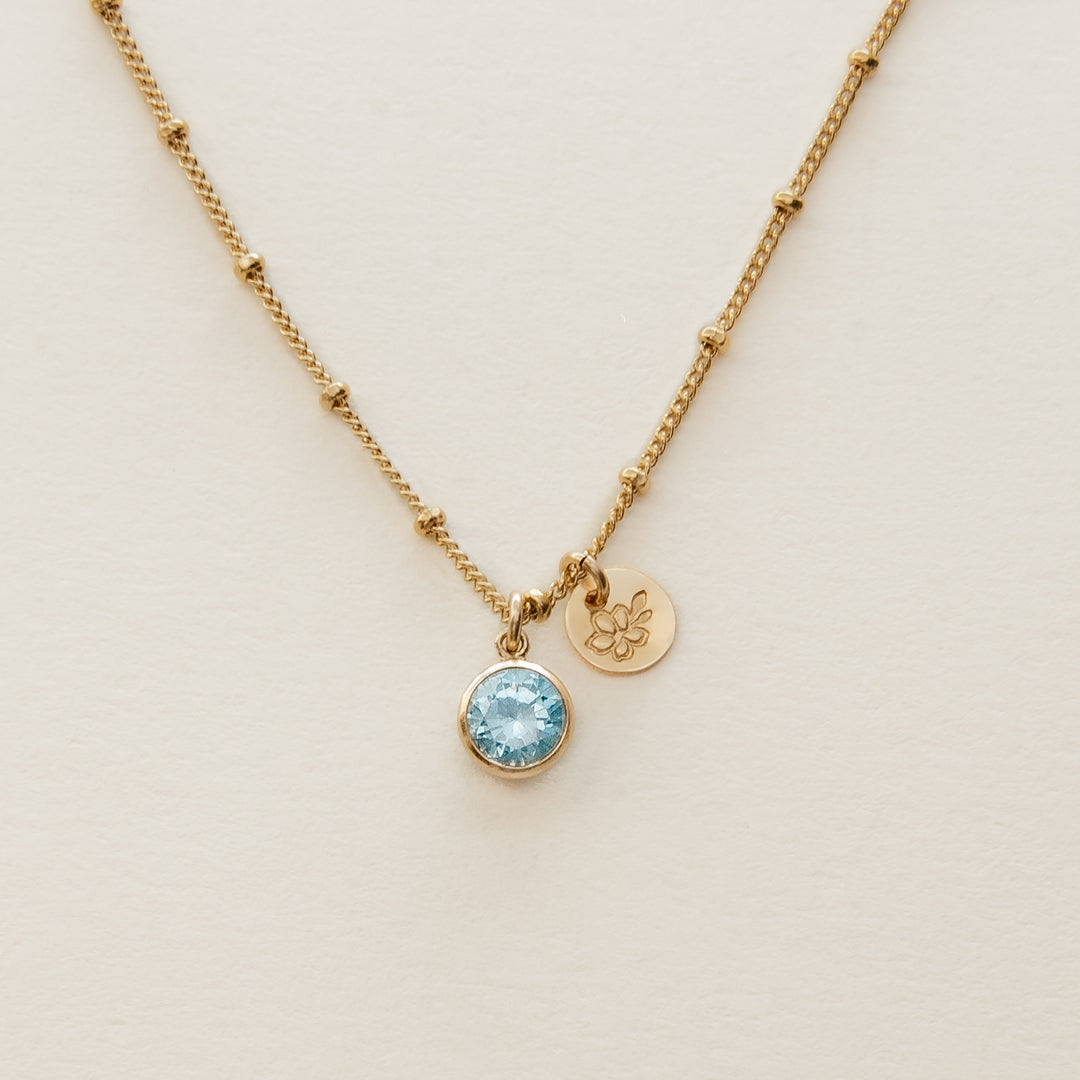 Birth Stone and Flower Necklace