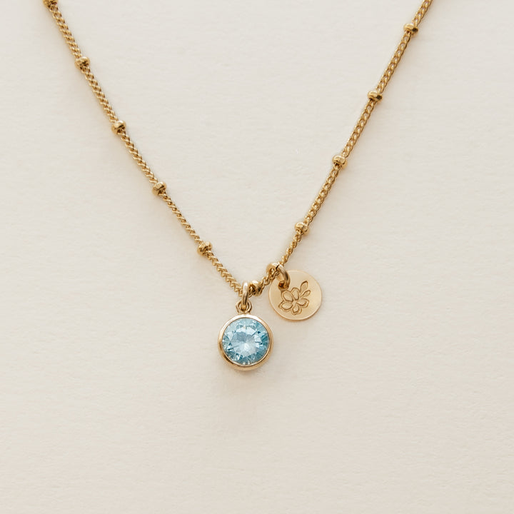 Birth Stone and Flower Necklace