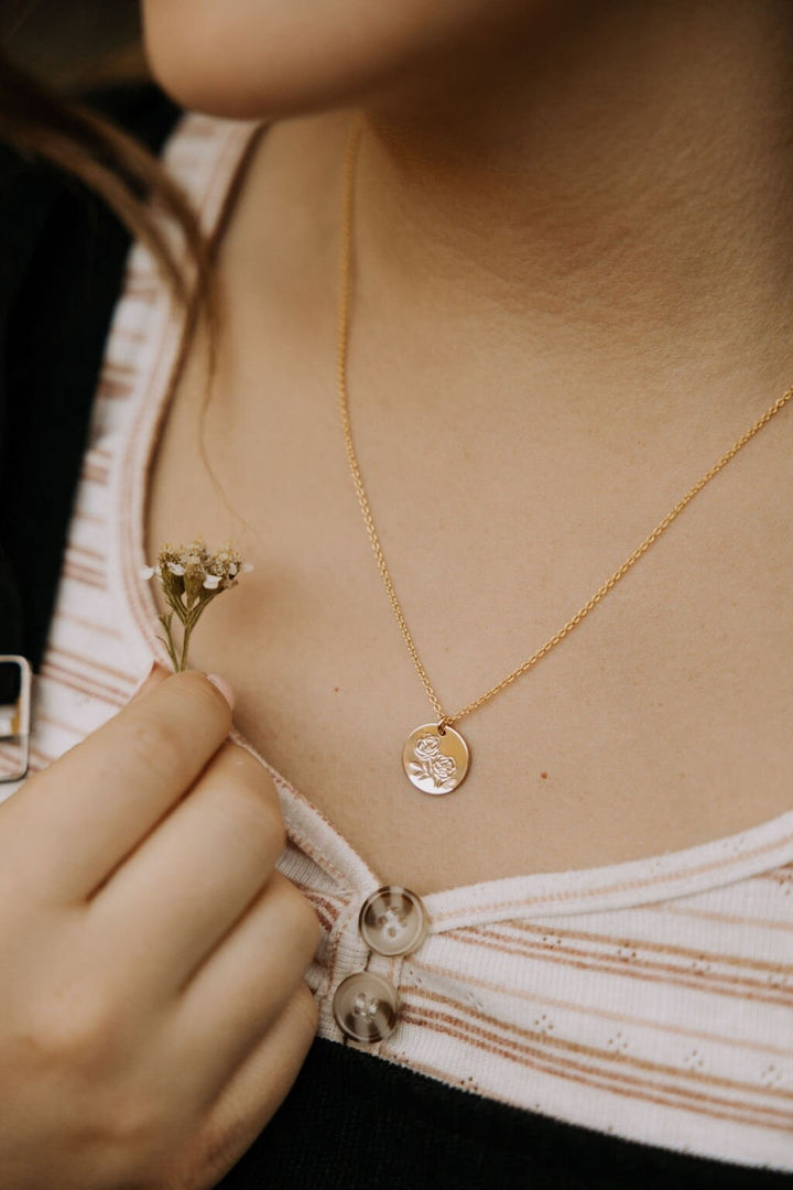 Peony Necklace • November Birth Flower
