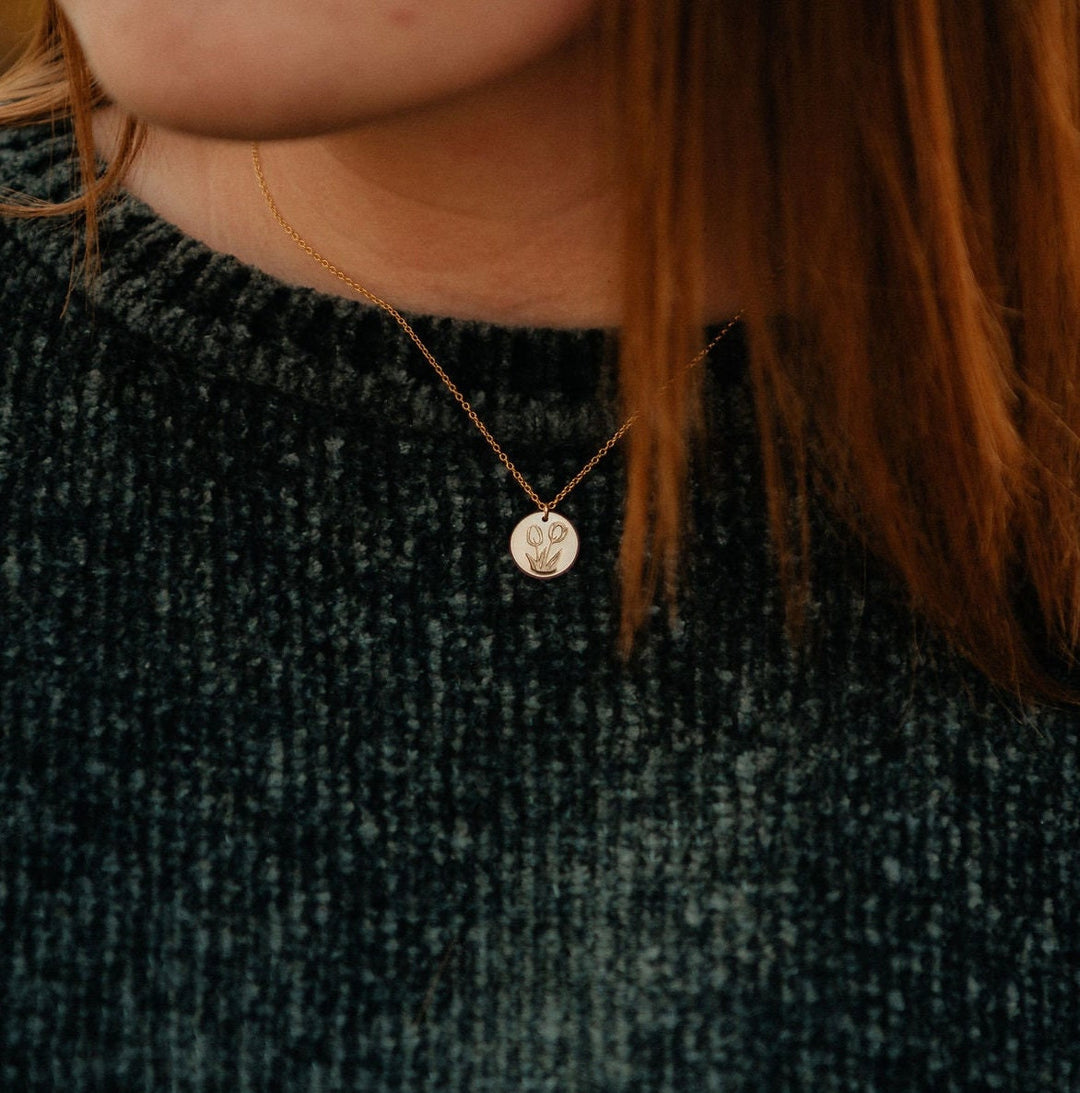 Tulip Necklace • April Birth Flower