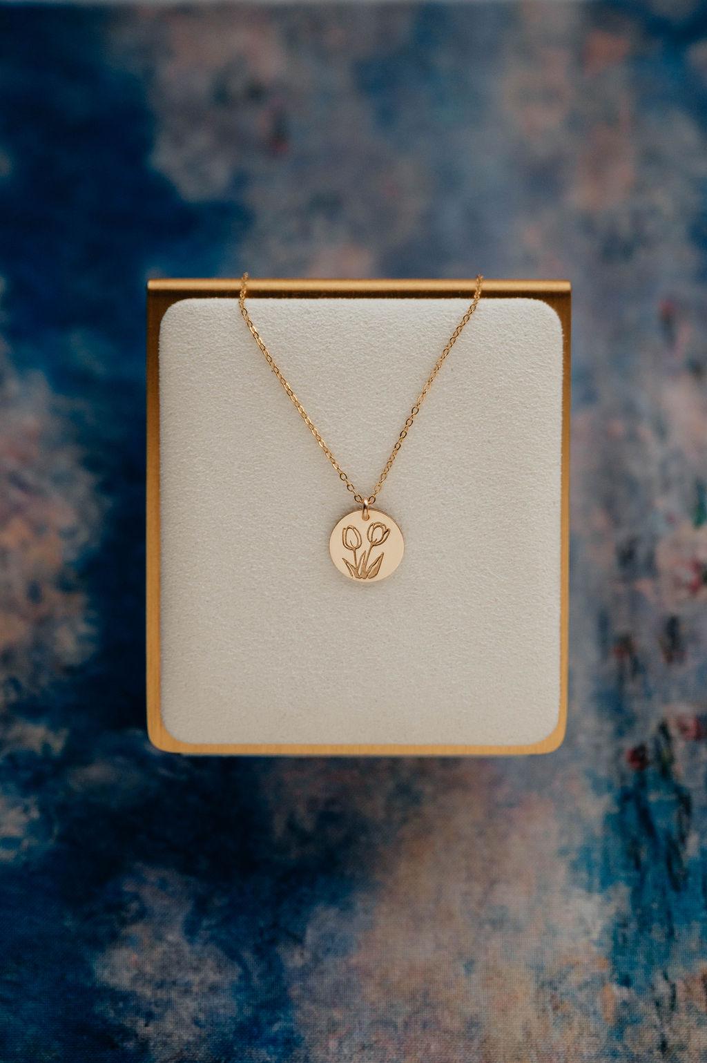 Tulip Necklace • April Birth Flower