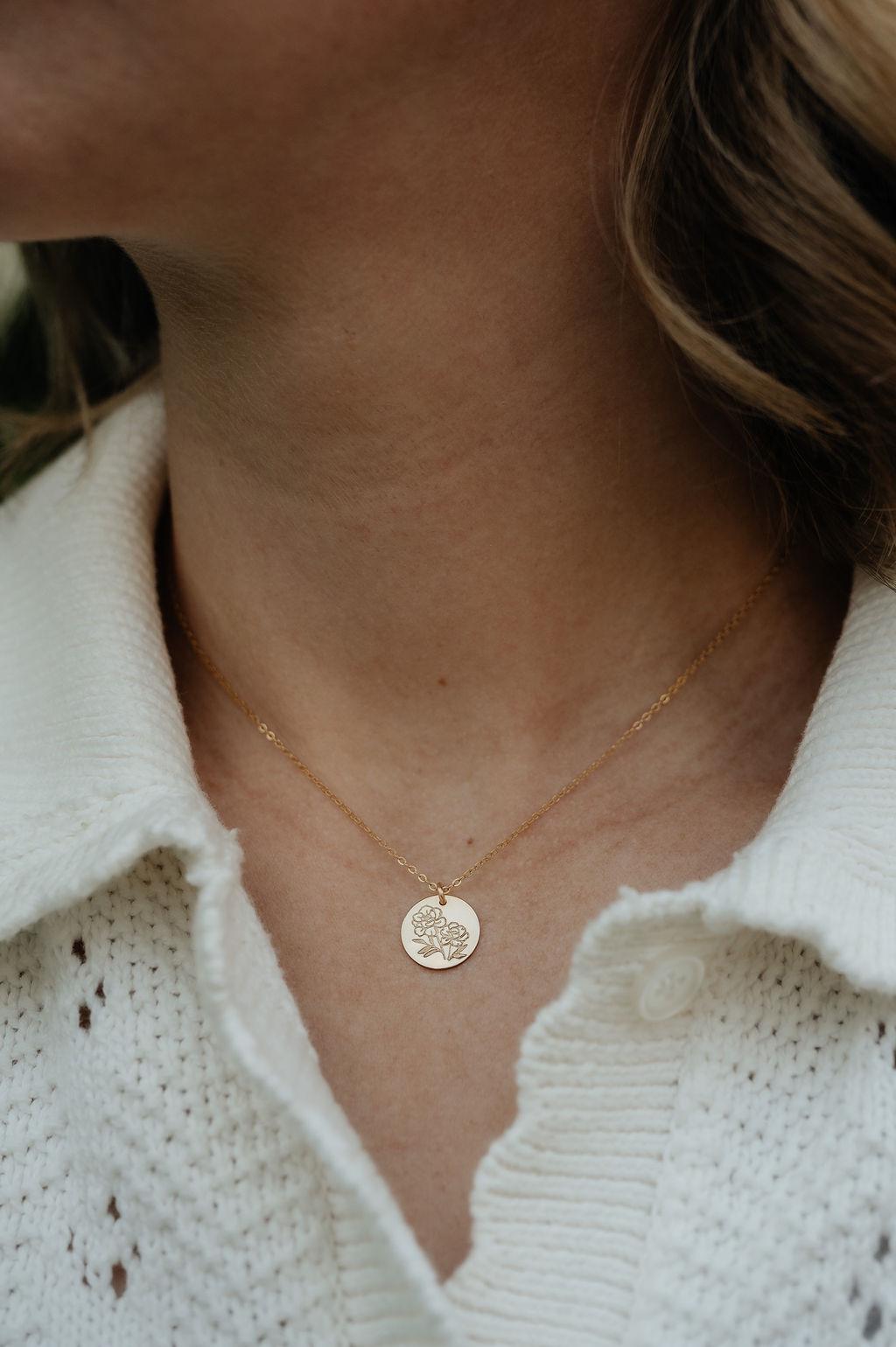 Peony Necklace • November Birth Flower