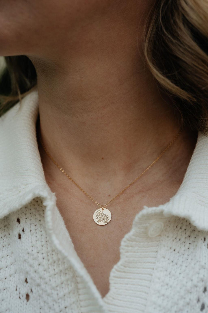 Peony Necklace • November Birth Flower